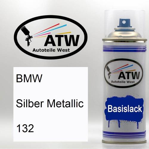 BMW, Silber Metallic, 132: 400ml Sprühdose, von ATW Autoteile West.